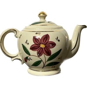 Vintage Shawnee Teapot with Flowers & Gold Trim